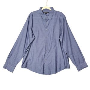 JOHN VARVATOS W184U3B Blue Cotton Long Sleeve Button Up Shirt SIZE XL